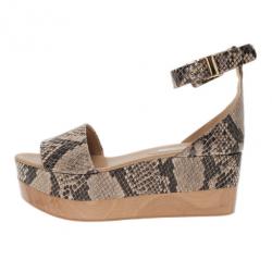 مملوكة مسبقًا Stella McCartney Beige Faux Python Ankle Strap Wedges Size 41