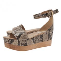 مملوكة مسبقًا Stella McCartney Beige Faux Python Ankle Strap Wedges Size 41