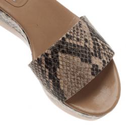مملوكة مسبقًا Stella McCartney Beige Faux Python Ankle Strap Wedges Size 41