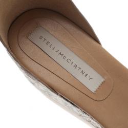 مملوكة مسبقًا Stella McCartney Beige Faux Python Ankle Strap Wedges Size 41