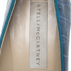 Pre Owned Stella McCartney Blue Croc Embossed Faux Leather Pumps Size 38