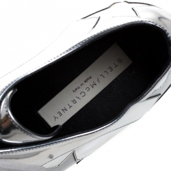 Stella McCartney Metallic Silver Faux Leather Elyse Star Platform Derby Size 40