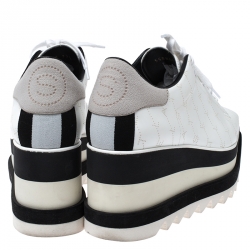 Pre Owned حذاء رياضي ستيلا ماكرتني نعل سميك Elyse جلد صناعي شعار مخرم أبيض مقاس 37.5