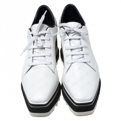 Pre Owned حذاء رياضي ستيلا ماكرتني نعل سميك Elyse جلد صناعي شعار مخرم أبيض مقاس 37.5