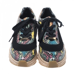 Pre Owned حذاء رياضي ستيلا مكارتني جلد صناعي وشبكة نقشة الثعبان إسبادريل مقاس 3