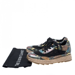 Pre Owned حذاء رياضي ستيلا مكارتني جلد صناعي وشبكة نقشة الثعبان إسبادريل مقاس 3