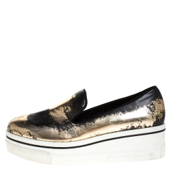 Pre Owned حذاء رياضي ستيلا ماكرتني سليب أون نعل سميك Binx  جلد أسود/ برونزي مقاس 38