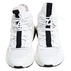 مملوكة مسبقًا Stella McCartney White/Black Neoprene and Faux Leather Eclypse High Top Chunky Sneakers Size 39