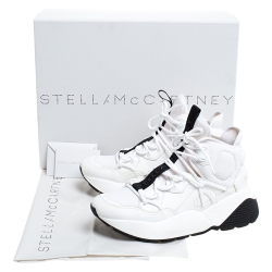 مملوكة مسبقًا Stella McCartney White/Black Neoprene and Faux Leather Eclypse High Top Chunky Sneakers Size 39
