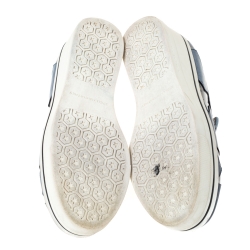 Pre Owned Stella McCartney Blue Faux Leather Binx Star Slip-On Platform Sneakers Size 36