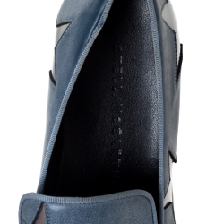 Pre Owned Stella McCartney Blue Faux Leather Binx Star Slip-On Platform Sneakers Size 36