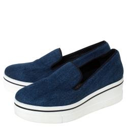 Pre Owned حذاء رياضي ستيلا مكارتني بينكس سليب أون نعل سميك دنيم أزرق مقاس 36