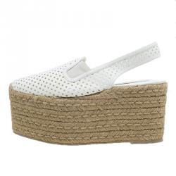 مملوكة مسبقًا Stella McCartney White Faux Leather Wedge Espadrilles Size 40