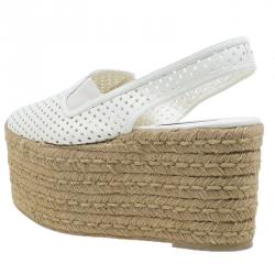 مملوكة مسبقًا Stella McCartney White Faux Leather Wedge Espadrilles Size 40
