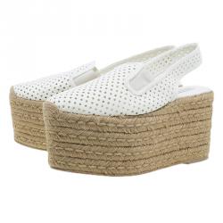 مملوكة مسبقًا Stella McCartney White Faux Leather Wedge Espadrilles Size 40