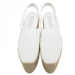 مملوكة مسبقًا Stella McCartney White Faux Leather Wedge Espadrilles Size 40