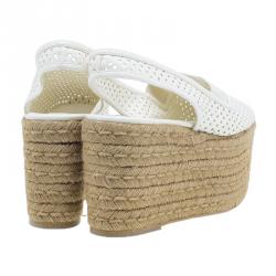 مملوكة مسبقًا Stella McCartney White Faux Leather Wedge Espadrilles Size 40