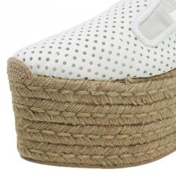 مملوكة مسبقًا Stella McCartney White Faux Leather Wedge Espadrilles Size 40