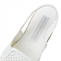 مملوكة مسبقًا Stella McCartney White Faux Leather Wedge Espadrilles Size 40