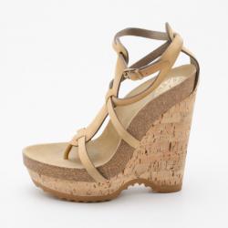 Pre Owned Stella McCartney Demetra Cork and Faux-Suede Wedges Size 37.5