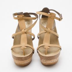 Pre Owned Stella McCartney Demetra Cork and Faux-Suede Wedges Size 37.5