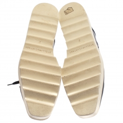 Pre Owned Stella McCartney Blue Faux Patent Leather And Glitter Elyse Star Platform Derby Sneakers Size 37