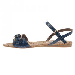 مملوكة مسبقًا Stella McCartney Blue Faux Croc Linda Flat Sandals Size 41