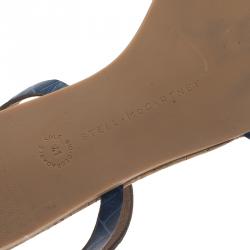 مملوكة مسبقًا Stella McCartney Blue Faux Croc Linda Flat Sandals Size 41