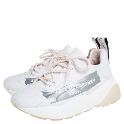 Pre Owned Stella McCartney White Canvas And Fabric Low Top Sneakers Size 37