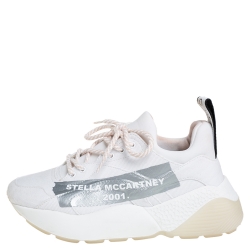 Pre Owned Stella McCartney White Canvas And Fabric Low Top Sneakers Size 37