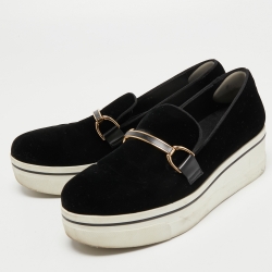 Pre Owned Stella McCartney Black Velvet Binx Platform Sneakers Size 40
