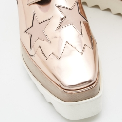 Pre Owned Stella McCartney Metallic Pink Faux Leather and Wood Elyse Star Platform Derby Sneakers Size 39
