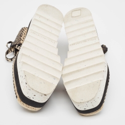 Pre Owned Stella McCartney Black/Beige Canvas Wedge Sandals Size 37