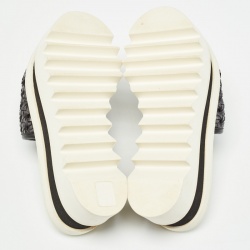 Pre Owned Stella McCartney Black Faux Woven Leather Wicker Platform Slides Sandals Size 36