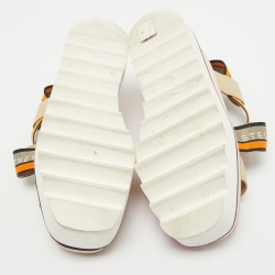 Stella McCartney Multicolor Faux Leather and Canvas Wedge Sandals 37