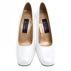 Stuart Weitzman White Leather Hexagon Heel Pumps Size 38