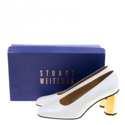 Stuart Weitzman White Leather Hexagon Heel Pumps Size 38