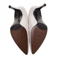 Pre Owned حذاء كعب عالي ستيوارت وايتزمان مقدمة مدببة جلد لمسة لؤلؤ أبيض مقاس 38.5