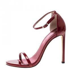 Pre Owned صندل ستيوارت وايتزمان نوديست جلد لامع أحمر مقاس 39.5