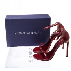 Pre Owned صندل ستيوارت وايتزمان نوديست جلد لامع أحمر مقاس 39.5