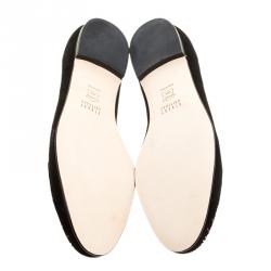 Stuart Weitzman Black Suede Crystal Embellished Kittycat Flats Size 40