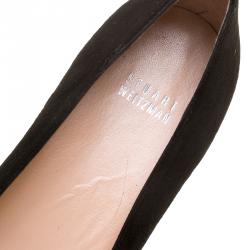 Stuart Weitzman Black Suede Crystal Embellished Kittycat Flats Size 40