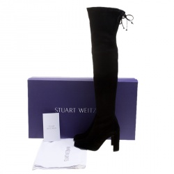 Stuart Weitzman Black Suede Hiline Over the Knee Boots Size 36.5