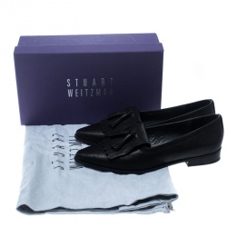 Stuart Weitzman Black Leather Avatass Pointed Toe Loafer Flats Size 38.5