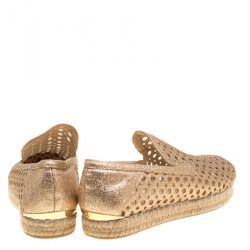 مملوكة مسبقًا Stuart Weitzman Metallic Gold Glitter Laser Cut County Espadrilles Size 35