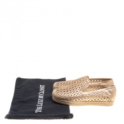 مم لوكة مسبقًا Stuart Weitzman Metallic Gold Glitter Laser Cut County Espadrilles Size 35