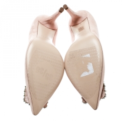 مملوكة مسبقًا Stuart Weitzman Blush Pink Suede Crystal Embellished Pointed Toe Pumps Size 39