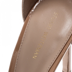 Stuart Weitzman Beige Patent Leather Ankle Strap Open Toe Sandals Size 38