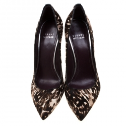 Pre Owned Stuart Weiztman Two Tone Pony Hair Pointed Toe Pumps Size 38.5