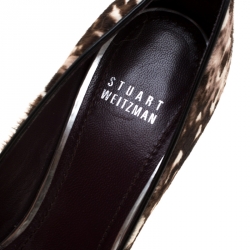 Pre Owned Stuart Weiztman Two Tone Pony Hair Pointed Toe Pumps Size 38.5